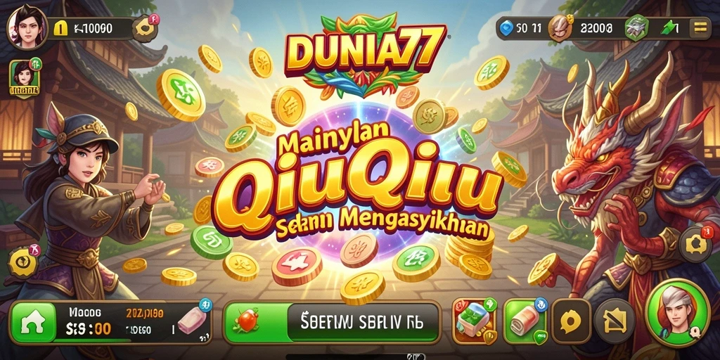 Tampilan gameplay seru DUNIA77 saat bermain QiuQiu.