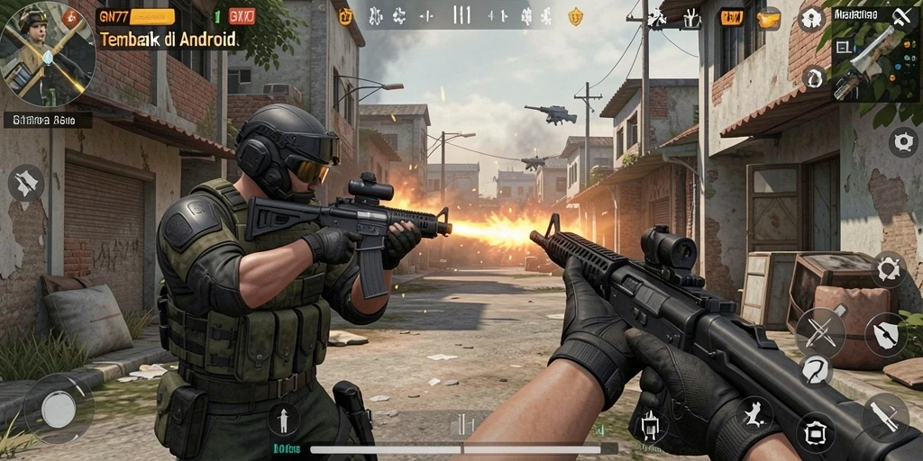 Screenshot gameplay GN777 menampilkan aksi tembak menembak yang mendebarkan.