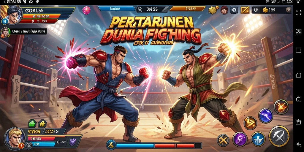 Tampilan gameplay GOAL55 yang menampilkan aksi pertarungan seru.