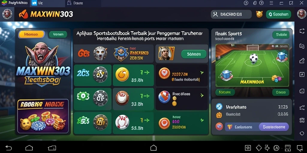 Screenshot utama menunjukkan pengguna menikmati gameplay Sportsbook.