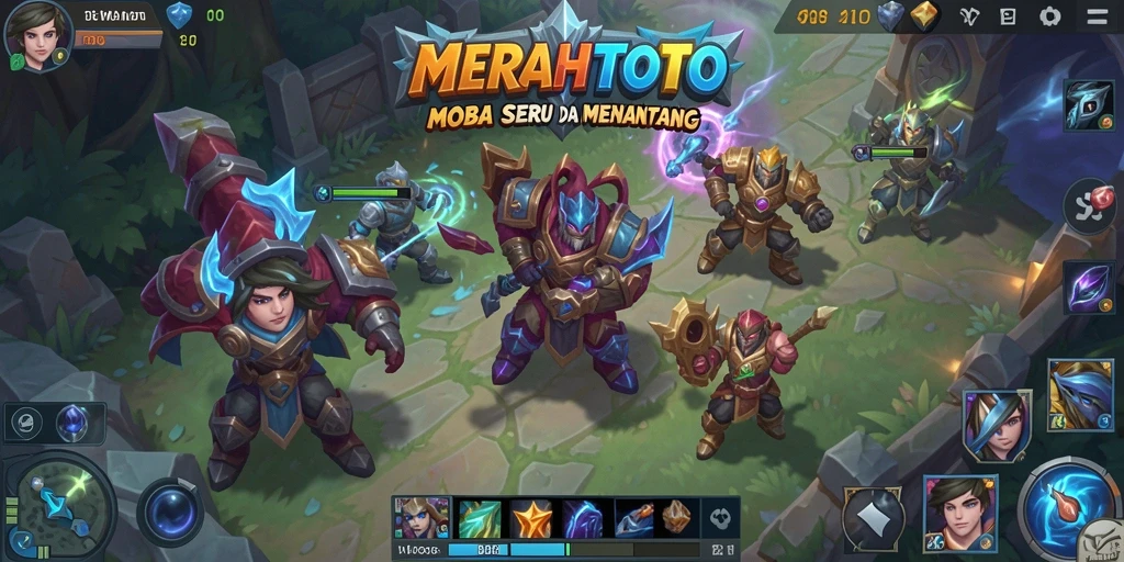 Screenshot gameplay MOBA yang mendebarkan dari MERAHTOTO.