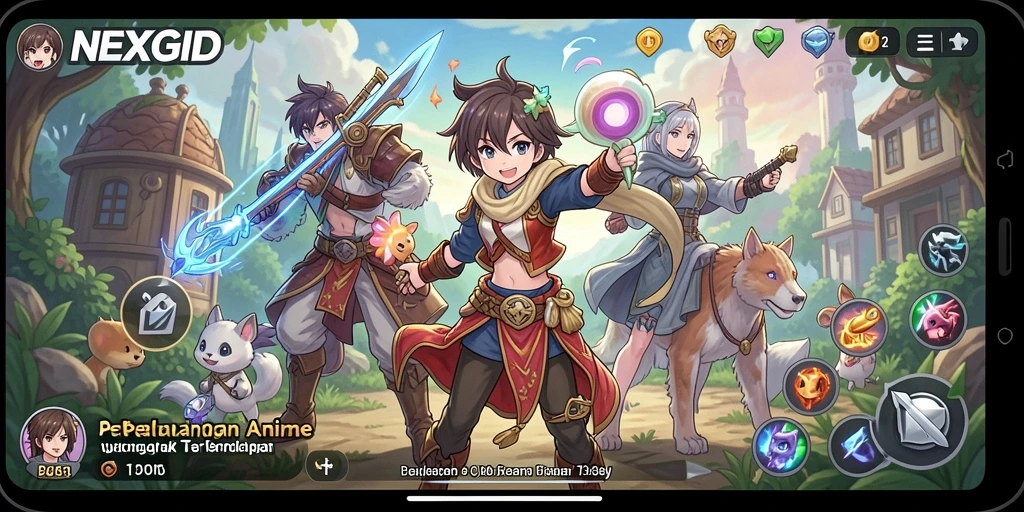 Tampilan menarik dari gameplay NEXGID yang seru dan penuh warna.