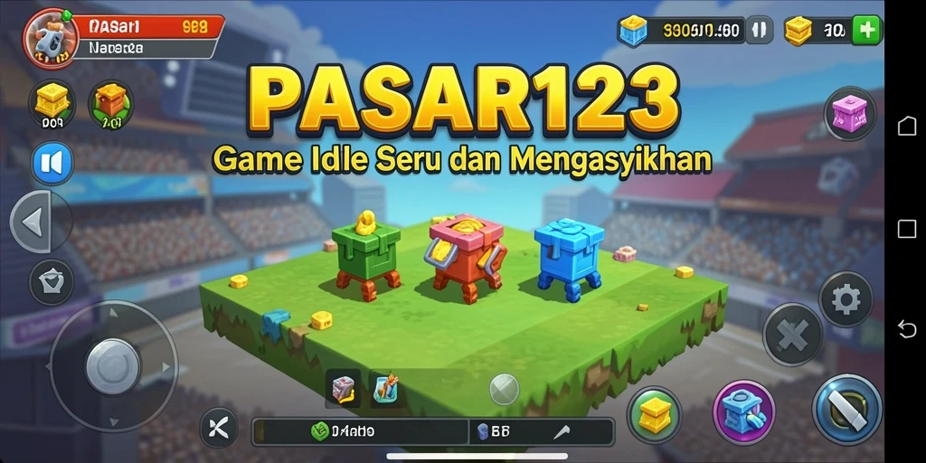 Tangkapan layar PASAR123 menampilkan pasar yang berkembang dengan elemen Idle.