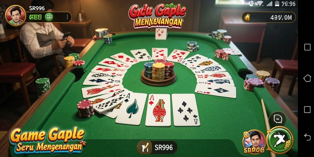 Tampilan gameplay SR996 menunjukkan keseruan bermain Gaple secara online.