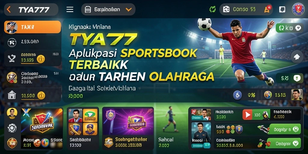 Screenshot utama TYA777 menampilkan antarmuka taruhan olahraga.